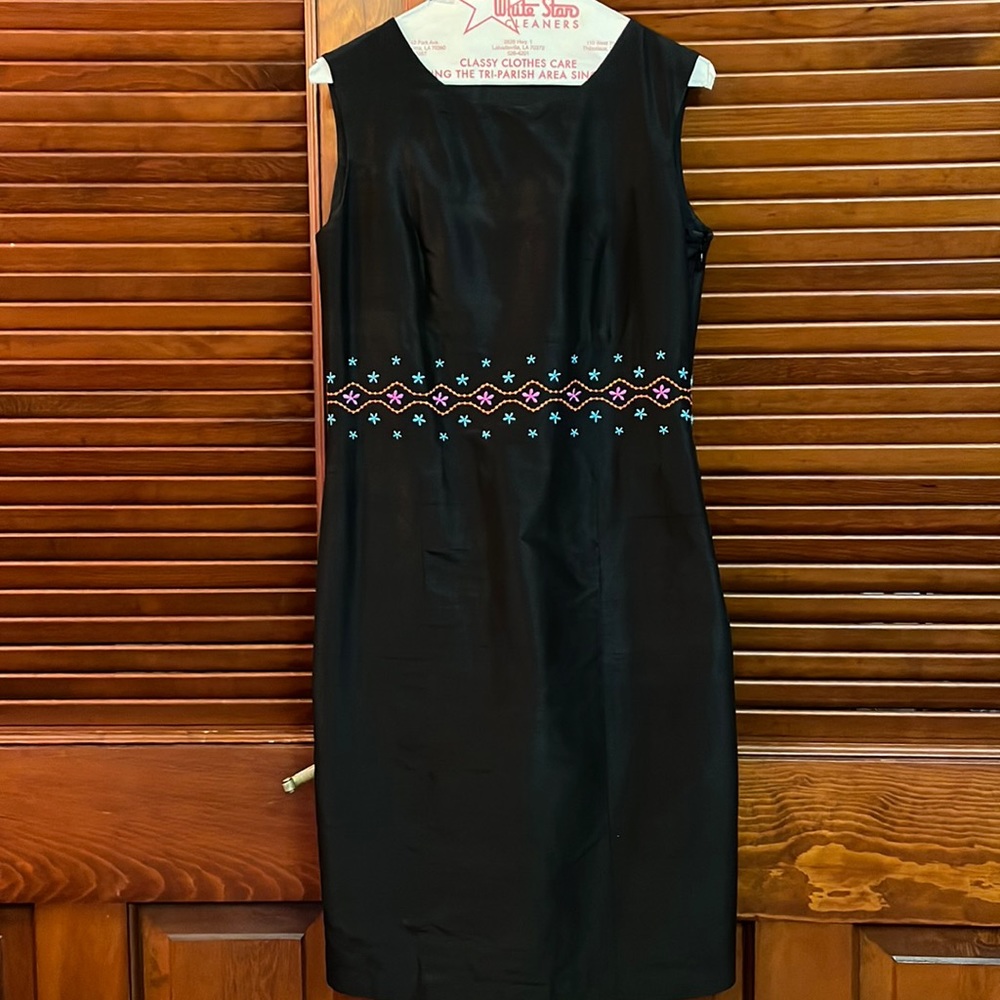Black Dress with Embroidery Waist Detail